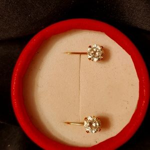 Solid 14k yellow gold CZ hinge drop earrings